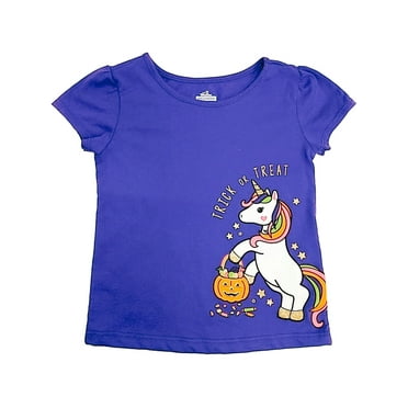 Details about   Halloween Toddler Girls T-shirt 4T Baticorn Unicorn L/S Orange Glitter Horn New